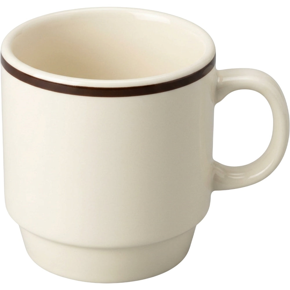 Vaid Stackable Diner Ceramic Mug 12 fl oz Cream with Brown Band - Product view