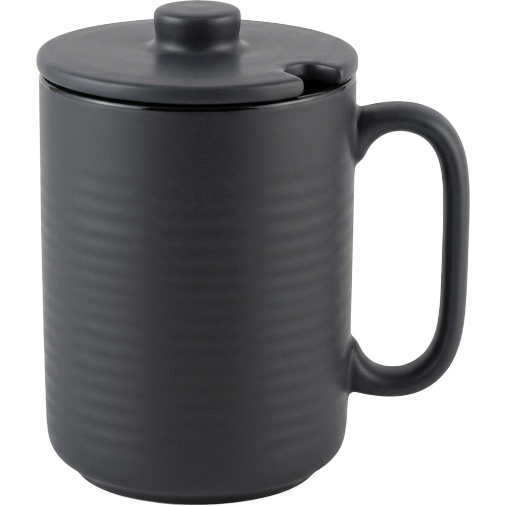 Vaid Tall Stoneware Coffee Mug with Ceramic Lid 15 fl oz Charcoal - Product view