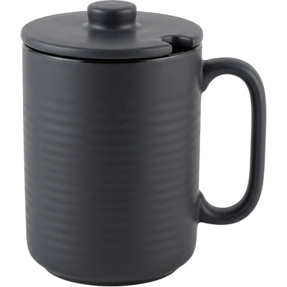 Vaid Tall Stoneware Coffee Mug with Ceramic Lid 15 fl oz Charcoal - Product view