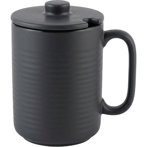Vaid Tall Stoneware Coffee Mug with Ceramic Lid 15 fl oz Charcoal - Product view